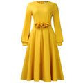 D602 women's foreign trade   autumn/winter new round neck long sleeve 3d floral skirt african dress