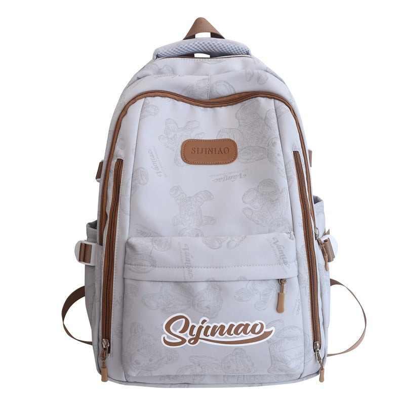 Simple and versatile ins campus style backpack female solid color large capacity high school student schoolbag travel computer backpack