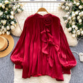 French aristocrat court style 3d floral embellished long sleeve blouse - unique, chic, and high-end women's top