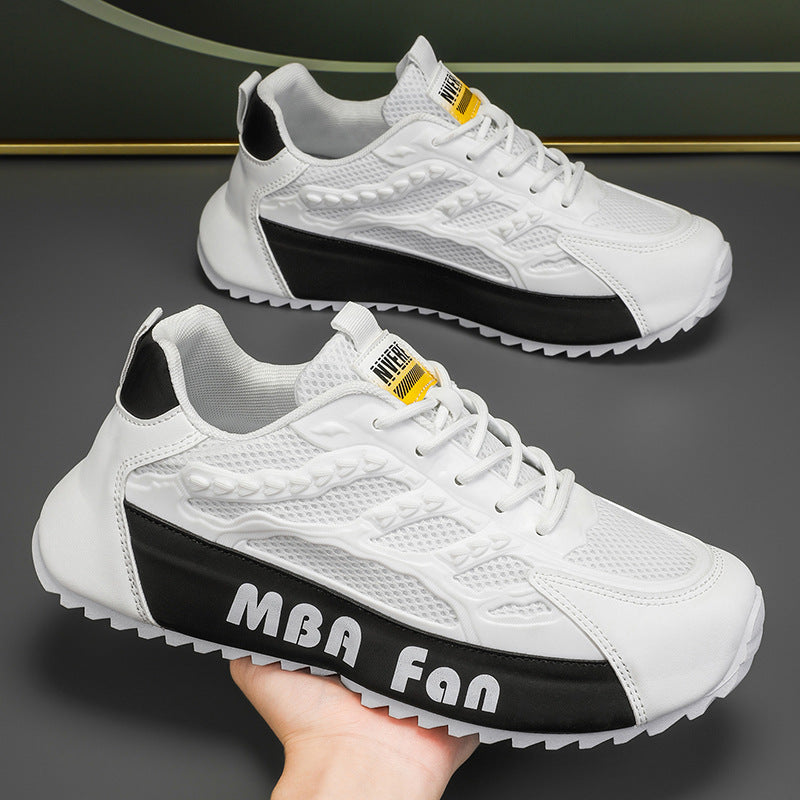 Men's shoes 2025 new winter mesh versatile breathable athletic casual white sneakers height increasing running dad shoes