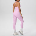 Cloud-feel quick-dry tie-up tank top & high-waisted pocket leggings activewear set - perfect for outdoor running, fitness, and yoga
