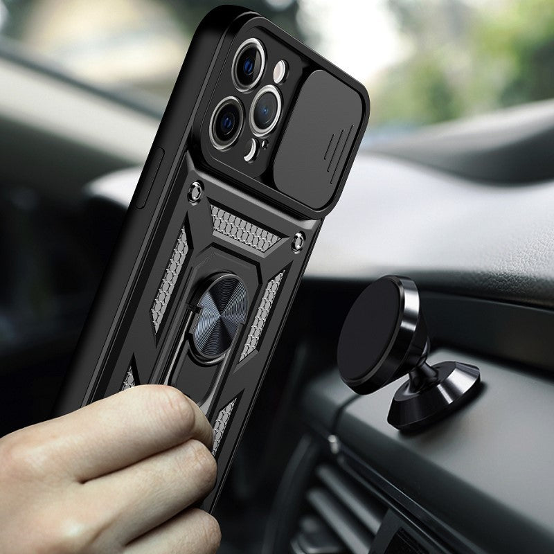 Suitable for iphone17pro sliding window mobile phone case apple 15 shunjia car 16 sergeant x ring holder protective cover