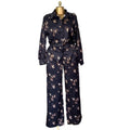 European and american cross-border women's fashion:  autumn new collection - stylish turn-down collar printed long-sleeve shirt and high-waisted trousers casual set