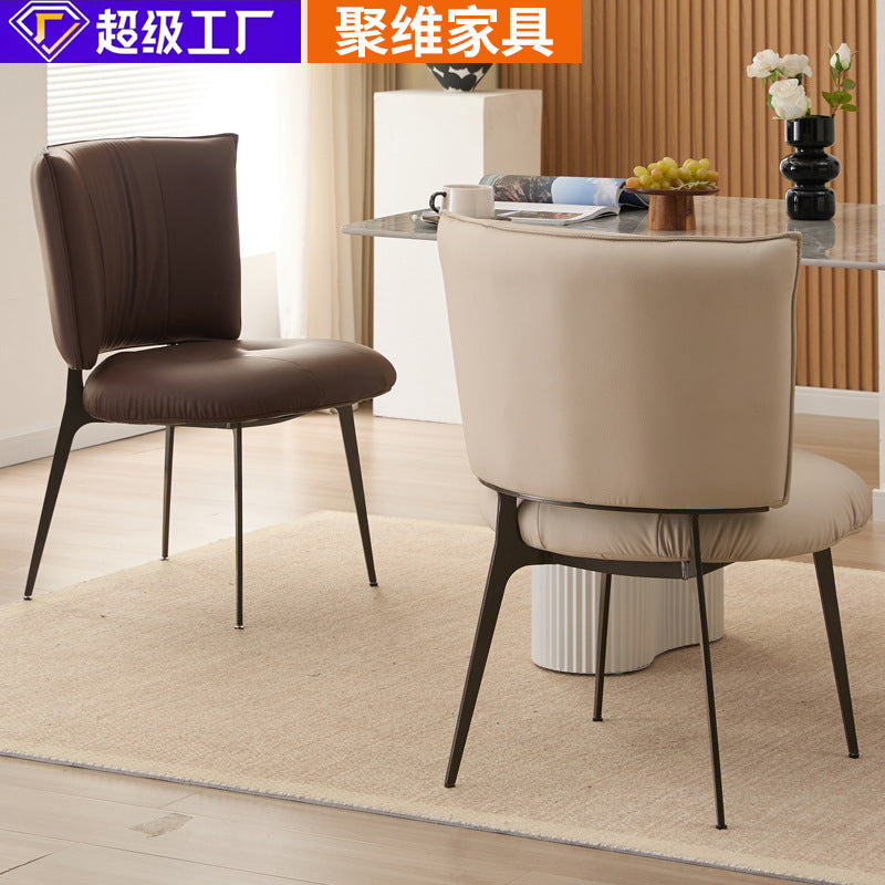 Factory direct wholesale custom italian minimalist dining chairs - high-end casual upholstered leather restaurant designer chairs