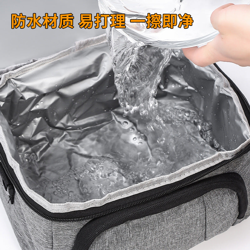 Cross-border thickened lunch bag double-layer thermal insulation bento bag EVA compression and shock-resistant waterproof aluminum foil picnic bag lunch box bag