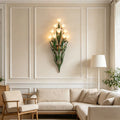 French retro wall sconce, american country style creative floral living room background wall, bedroom bedside wall lighting fixture