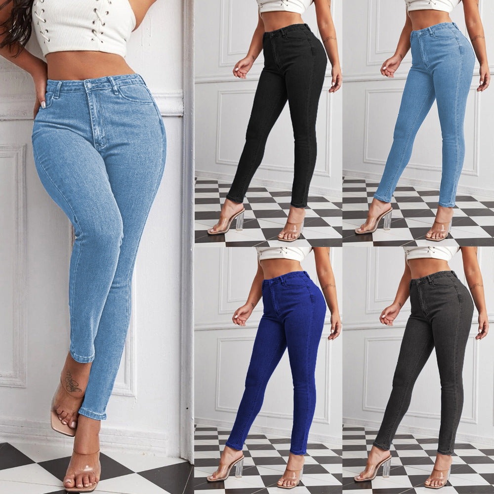 Amazon  women's jeans: european and american ins style high-waisted sexy skinny jeans, women's pencil pants, stretchy plus size