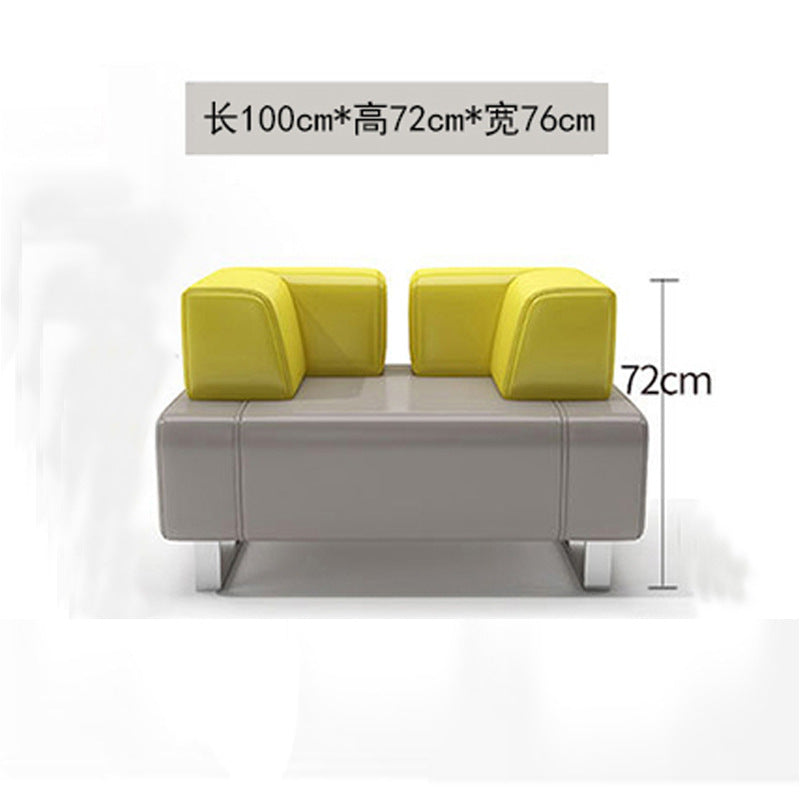 Casual office sofa coffee table combination, reception room, rest area, genuine leather sofa, three-slot sofa combination