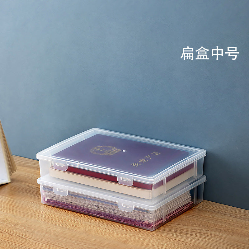 Desktop file storage box, transparent cover, can be stacked with honorary certificates, certificate storage box, desk good goods storage