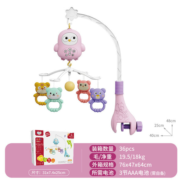 Cross-border  export crib bell toy newborn baby night light music projection rotating bedside bell