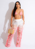 Source factory  summer new european and american style women's sexy gradient beach tassel knit pants casual set