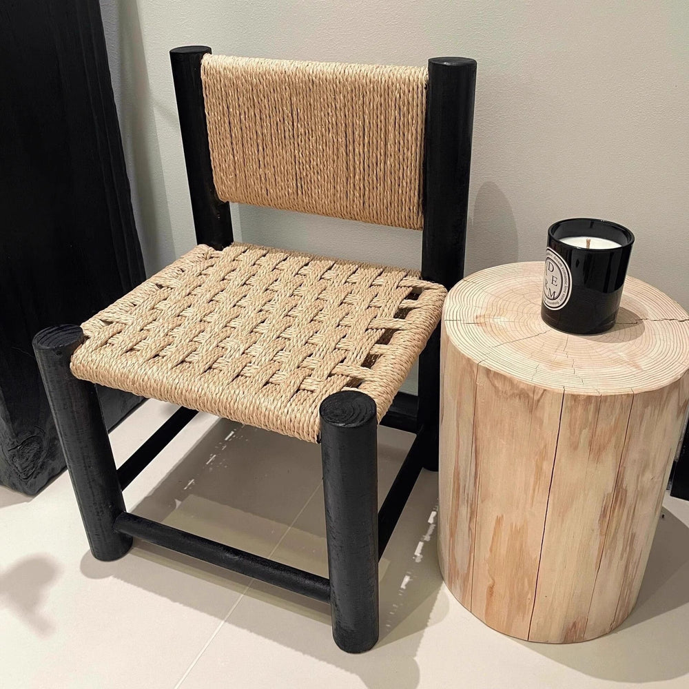 Rattan stool retro stool high-looking backrest coffee table stool solid wood shoe changing stool casual modern for home living room stool