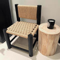 Rattan stool retro stool high-looking backrest coffee table stool solid wood shoe changing stool casual modern for home living room stool