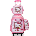 New arrival concave and convex leather primary school student pull rod school bag for grades 3 to 6 kids cartoon three-piece set backpack in stock