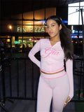 women's fashion, european and american trendy brand, new ins style, solid color, women's sexy, straight shoulder, topstitched two-piece long-sleeved set