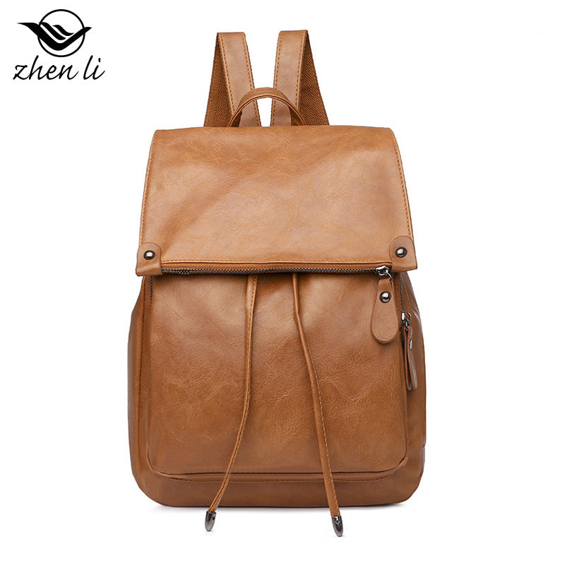 Cross-border women's backpack retro versatile PU soft leather small backpack backpack women's anti-theft travel backpack