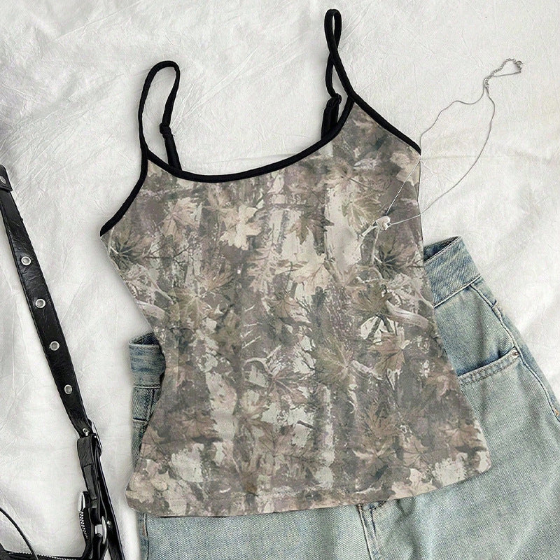 Ruimu   European and American  sexy suspender top women's clothing 2025 summer retro color small vest women