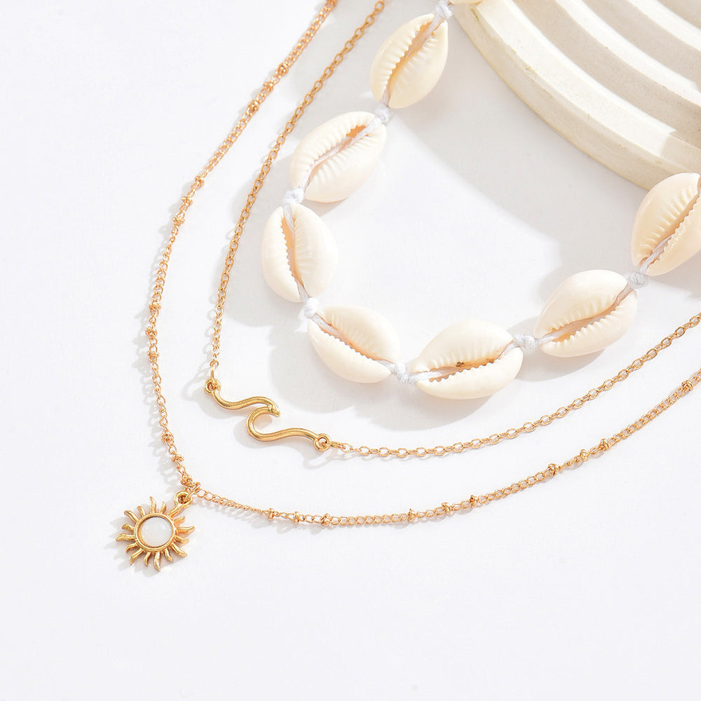 Wholesale sunflower pendants - european & american cross-border jewelry - beach necklace for women - high-end, versatile spiral geometric clavicle chain