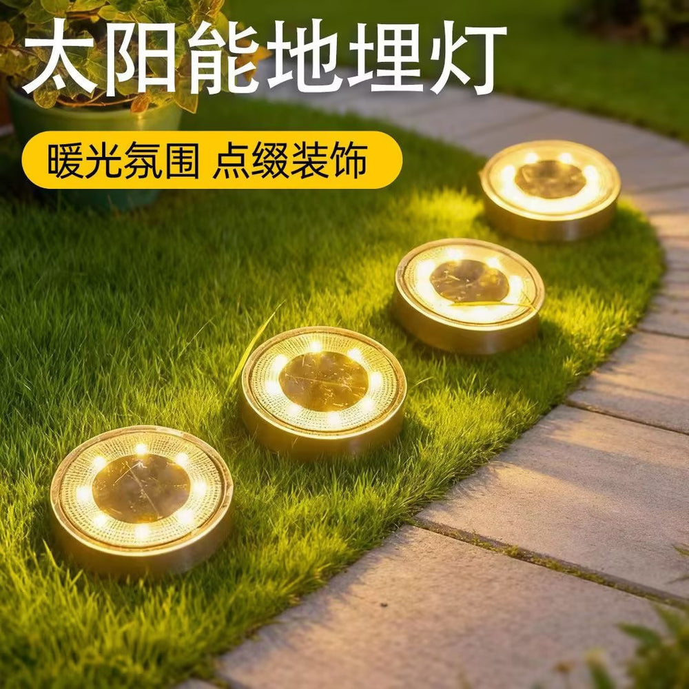 Solar outdoor lights, underground lights, popular small courtyard layout, courtyard landscaping layout, house garden floor lights, lawn lights