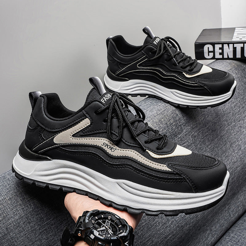 Men's summer breathable mesh athletic casual running shoes - versatile, height-increasing, trendy dad shoes for travel and teens