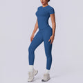Seamless cross-border yoga set: shaping short-sleeve top & high-waisted butt-lifting leggings - perfect for running and fitness