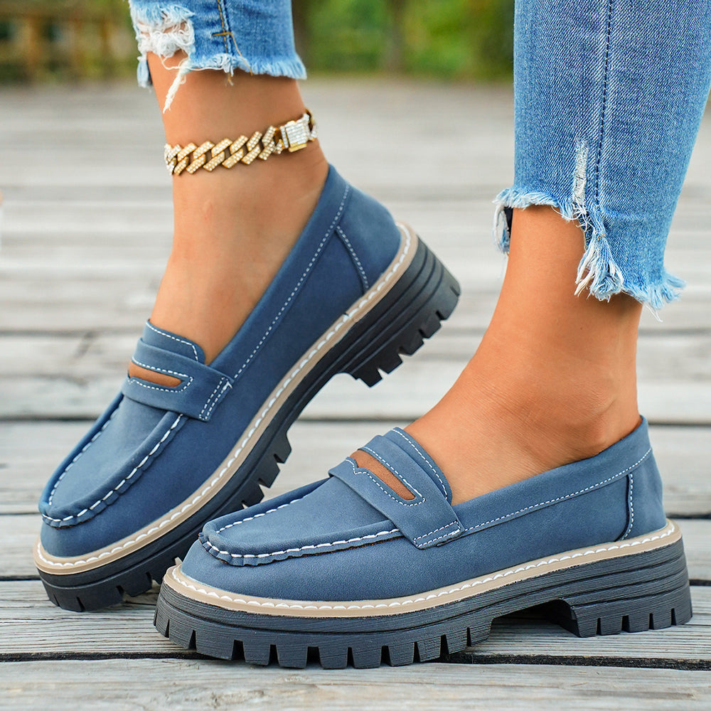 plus size loafers: new autumn  casual slip-on chunky sole women's flats - retro, versatile, and effortless style