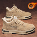 Men's work safety shoes - spring fleece-lined, warm, construction site work boots, men's anti-slip, wear-resistant, workwear sneakers, mid-cut
