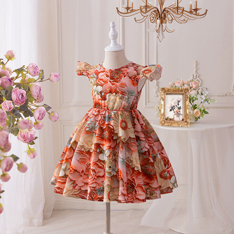 Middle and large girl beach skirt summernew arrival children's suspender skirt seaside vacation bohemia cotton silk kidsdress