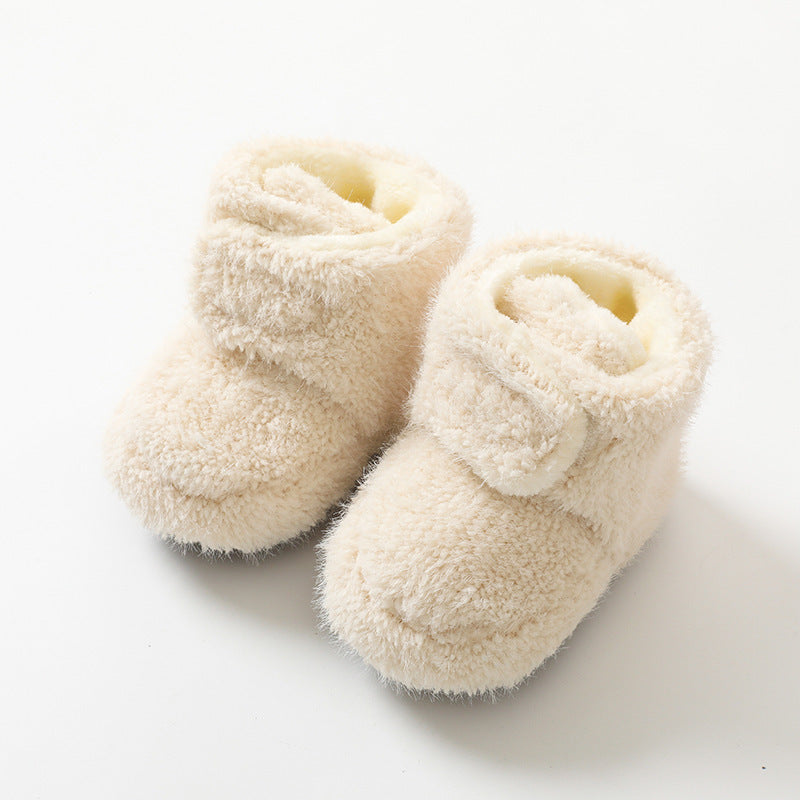 Babibele autumn/winter thickened warm baby socks & shoes - non-slip floor socks for infants & toddlers, soft sole shoes, solid color footwear