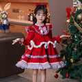 Girls' lolita princess dress - new spring/autumn red christmas dress - children's dress - autumn/winter baby dress
