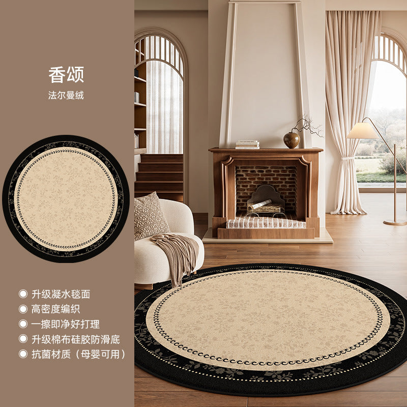Round rug living room retro high-end bedroom walk-in closet non-slip mat easy-care sofa coffee table floor mat
