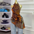 European and american cross-border women's spring  new arrival: elegant halter neck printed sleeveless irregular tank top