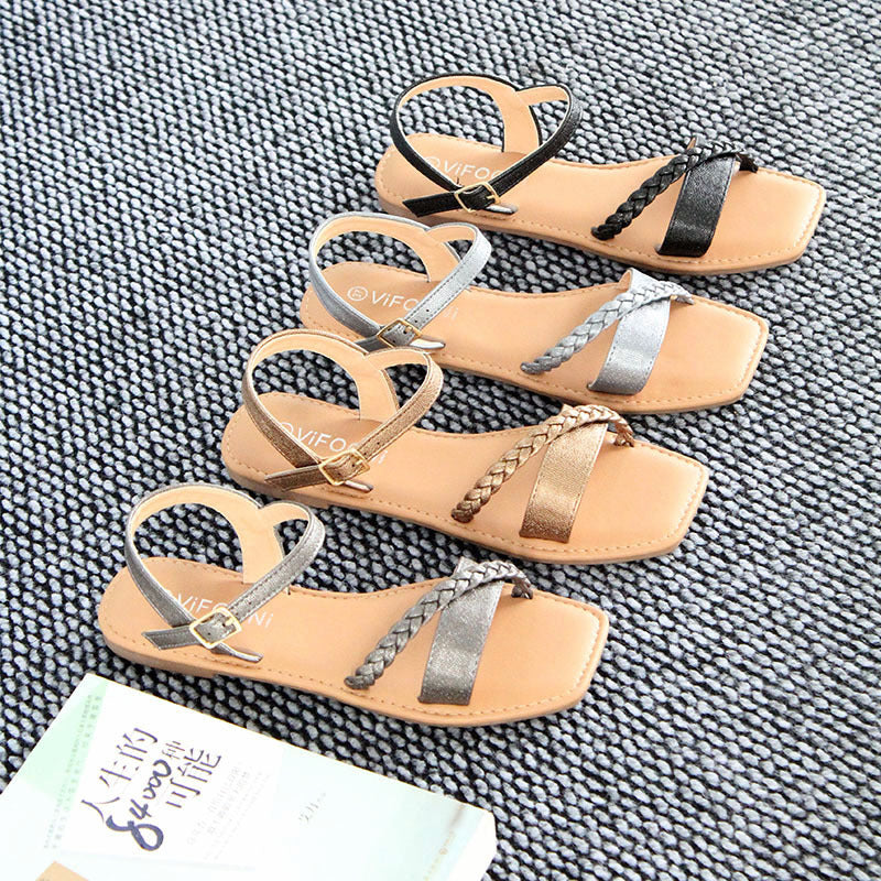 Wholesale Cape Verde fashion sandals现货女百搭编织防滑沙滩鞋