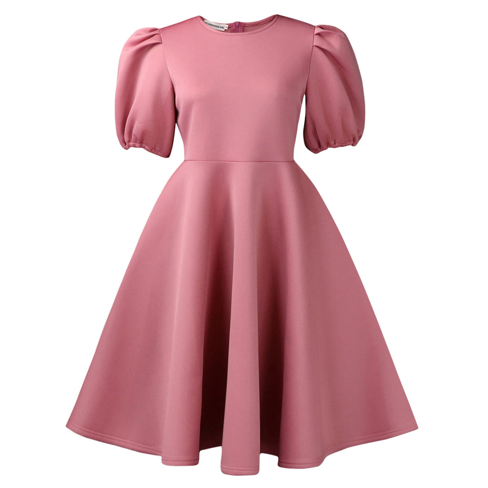 C8656  cross-border e-commerce  new women's fashionable and elegant round neck puff sleeve dress