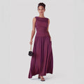Women's new cross-border dress - ruched waist sleeveless summer dress - european and american fashion -  summer new arrivals
