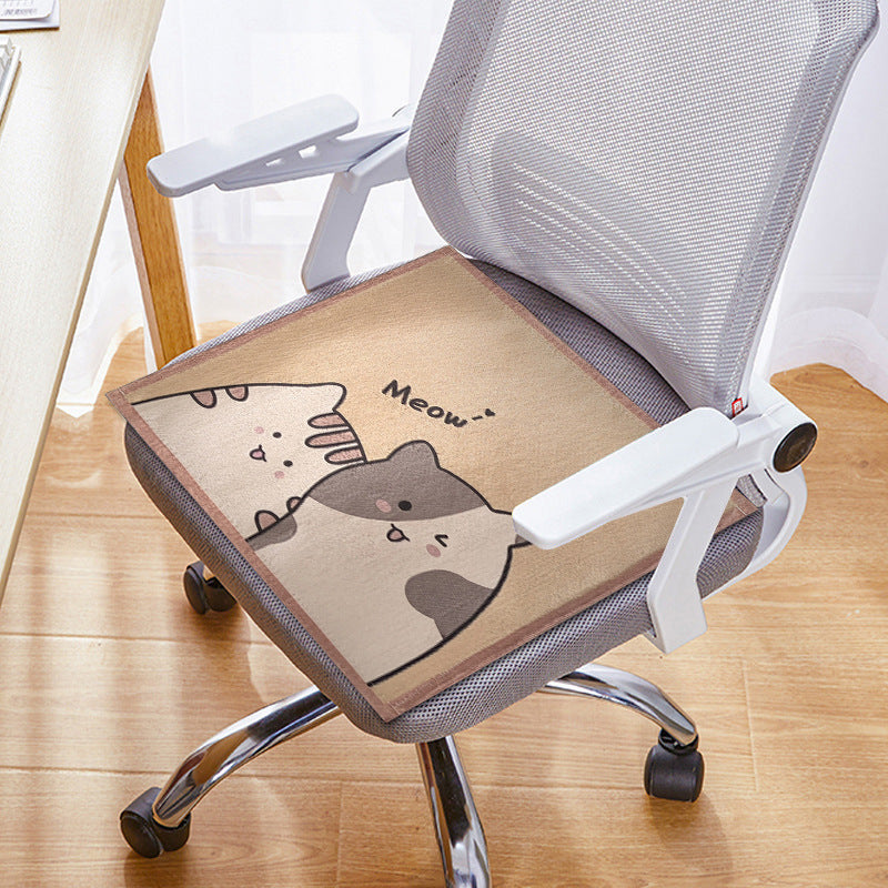 Cartoon cute ice silk seat cushion, car seat cushion, universal in all seasons, summer office seat cushion, work chair non-slip cushion