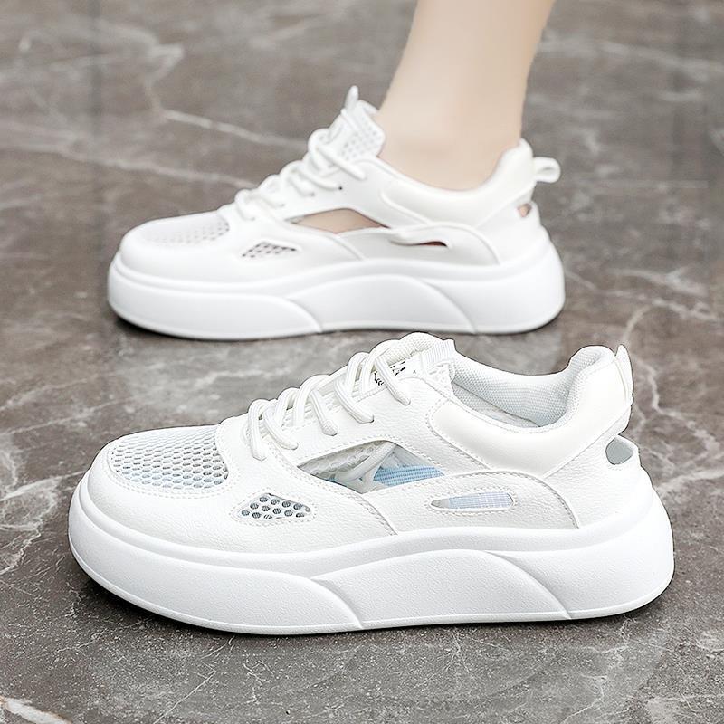 Breathable little white shoes casual fashion sandals 2025 sports shoes new versatile summer mesh thick sole hollow sports