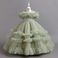 Export cross-border fashion style girl dress long piano performance flower girl wedding dress tutu skirt birthday in stock hot sale