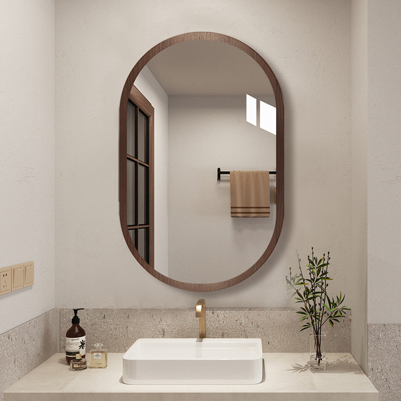 Retro bathroom mirror wall self-adhesive toilet washstand medieval makeup mirror non-punching half-body mirror wall-mounted