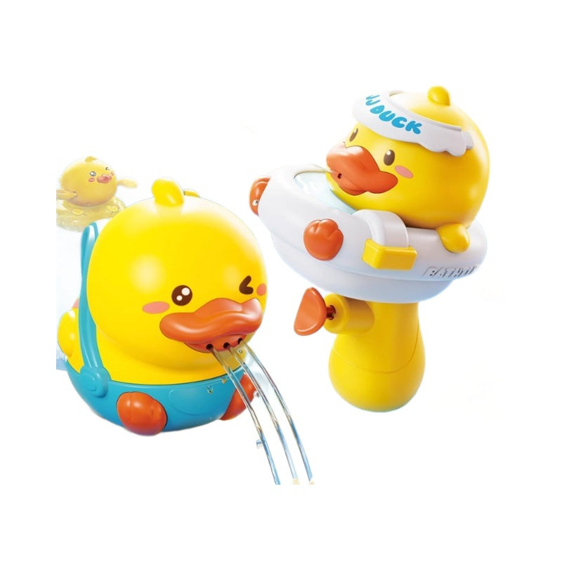 Baby bath toys floating yellow duck shower head for boys and girls, kids' swimming pool water play, water gun for babies