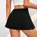 european and american women's clothing  spring/summer new collection: stretch elastic waist slit a-line mini skort - sexy midi skirt