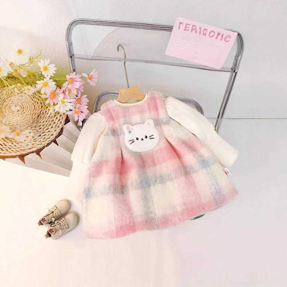 Girls' fleece-lined dress - new autumn/winter collection: cute, sweet, and stylish fleece dress for girls