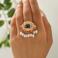 Wholesale vintage rings: european & american cross-border jewelry - devil's eye, luxury, niche, statement pearl open ring accessories