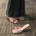 French square toe small sandals thin heel high heels women 2025 summer new arrival bows one-line slippers half slippers