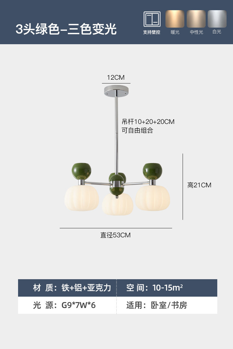 Full spectrum cream wind living room chandelier French pumpkin bedroom master bedroom light retro study light Zhongshan lighting package