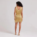 Wish amazon aliexpress 2026 new low-cut v-neck sexy sleeveless pencil midi dress with tassel detail - ins style