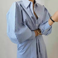 Amazon cross-border summer new french elegant design button-down lantern sleeve irregular hem dress