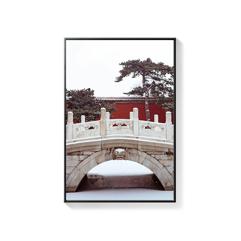 Beijing Forbidden City Snow Scene Decorative Painting New Chinese Architecture Eaves Red Wall Hanging Painting Chinese Style Restaurant Box Mural