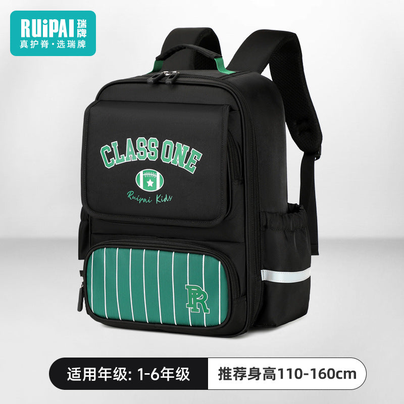 Rui brand schoolbag for boys and primary school students in the first grade, large-capacity anti-splashing water spine protection to reduce the burden on children and boys backpack wholesale