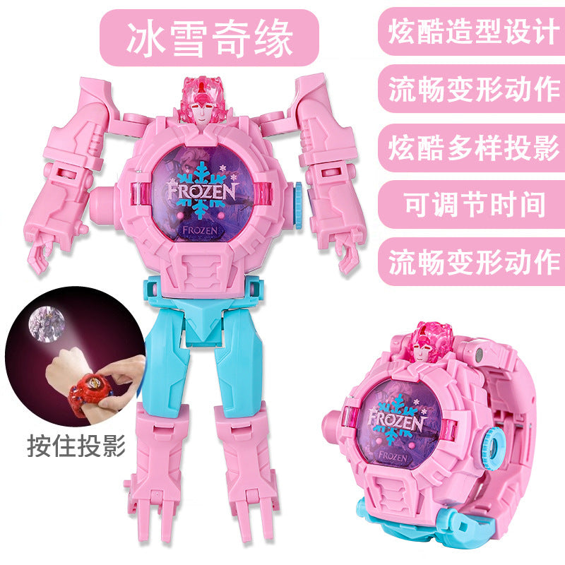 Transforming kids' electronic watch toy - student projector cartoon transformation - manwei transformation robot for boys